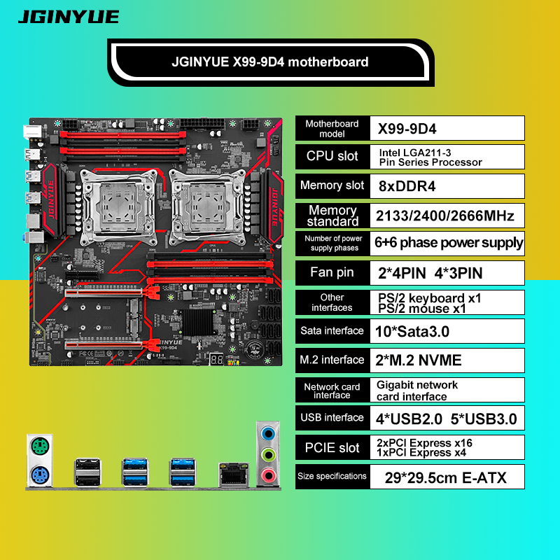 JGINYUE X99‑9D4 Dual LGA2011‑3 - Ecc Ram Server 评论和价格